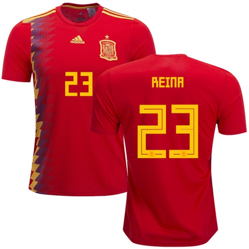 Spain #23 Reina Home Soccer Country Jersey - Click Image to Close